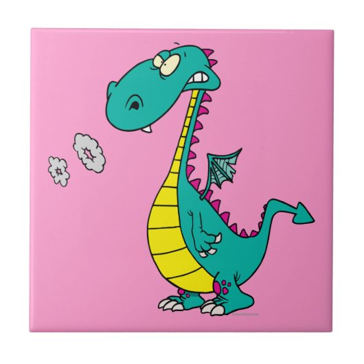 Carreau mignon dragon bouffant des anneaux de fumée dessin (Devant)