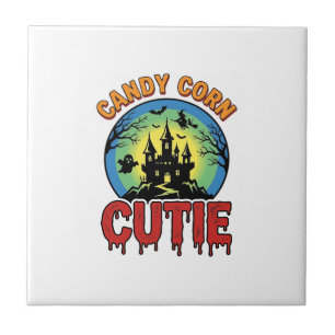 Carreau Mignon Maïs en Bonbon Design de Château Halloween 
