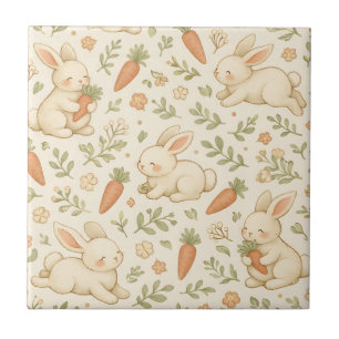 Carreau Mignon motif de lapin et de cottage à carottes (3)