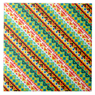 Carreau Mignon motifs aztèques colorés design