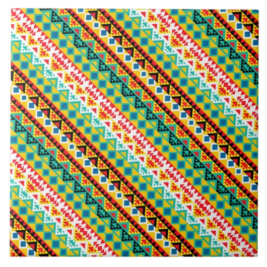 Carreau Mignon motifs aztèques colorés design (Devant)
