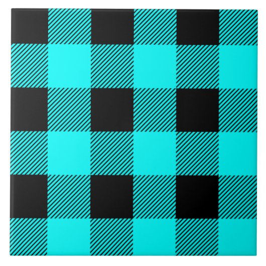 Carreau mignon turquoise buffle plaid motif (Devant)
