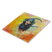 Carreau Mignonne Happy Dachshund Tête de chien visage (Côté)