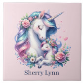 Carreau Mignonne maman et bébé licorne (Devant)