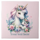 Carreau Mignonne maman et bébé licorne (Devant)