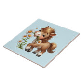 Carreau Mignonne Pony Mange Manger Des Marguerites (Côté)