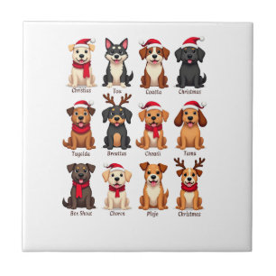 Carreau Mignons 12 chiens Xmas drôles amateurs de chiens N