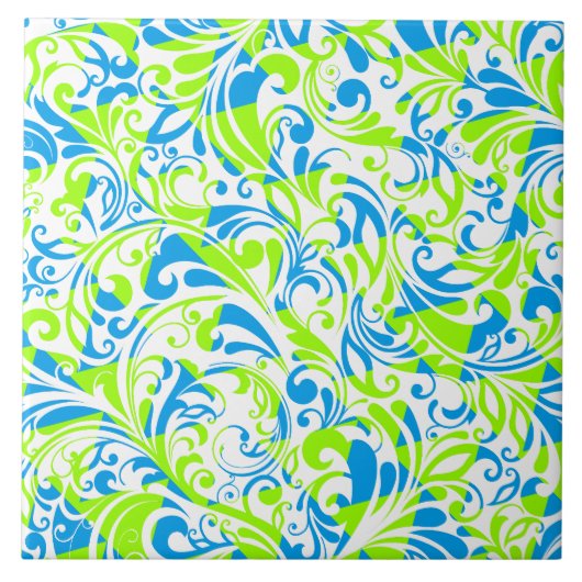 Carreau Mignons bleu vert mélangé motifs floraux (Devant)