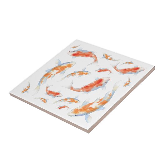 Carreau Mignons couleurs orange et blanc poisson japonais (Côté)