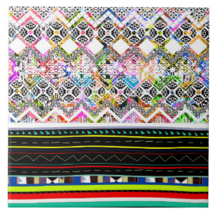 Carreau Mignons motifs tribaux aztèques colorés