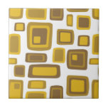 Carreau Milieu du siècle moderne Mustard Gold Carré Brown<br><div class="desc">Design d'inspiration moderne du milieu du siècle avec motif vintage de carrés rétro dans une palette de couleur moutarde dorée aux accents marron sur un arrière - plan blanc. Design moderne simple et propre. Créez votre propre motif personnalisé en téléchargeant une nouvelle image, ou utilisez le bouton "contacter ce concepteur"...</div>