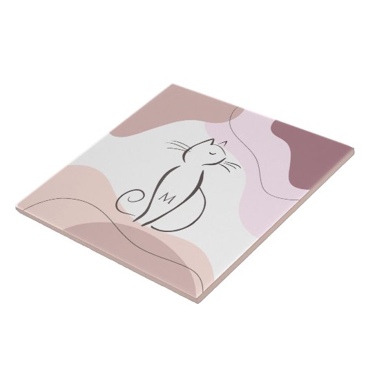 Carreau Mini Chat Noir Formes Boho Bio Monogramme (Côté)