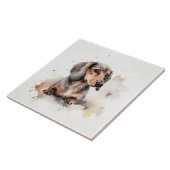 Carreau Miniature Dachshund Chien Aquarelle animal (Côté)