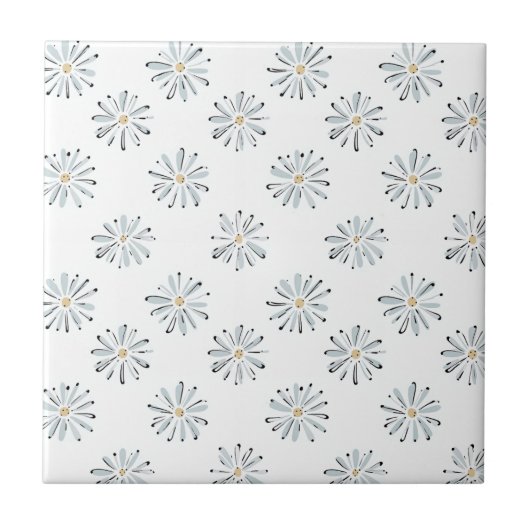Carreau Minimal Blue Daisy Floral (Devant)