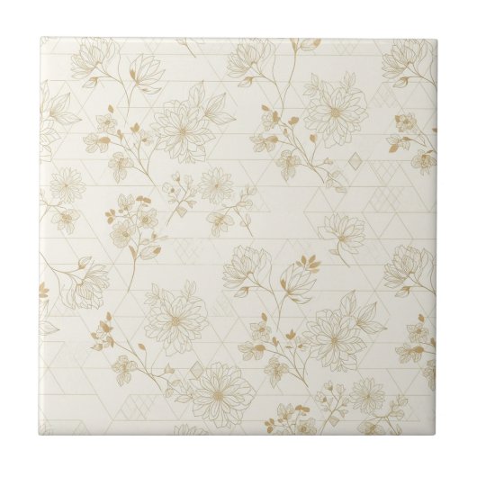 Carreau Minimal Botanical Line Art Pattern (1) (Devant)