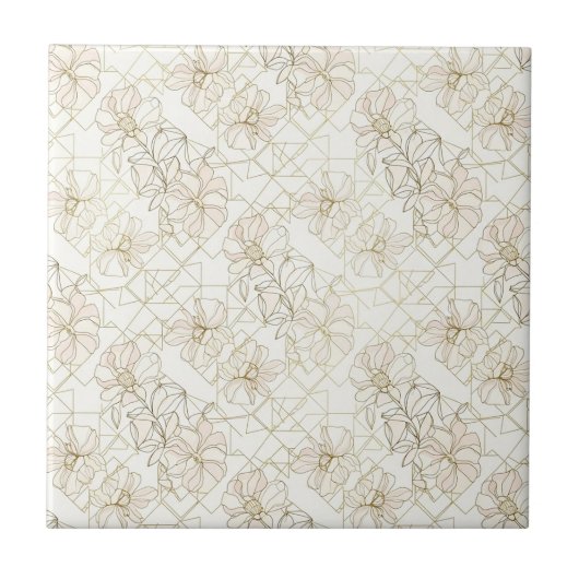 Carreau Minimal Botanical Line Art Pattern (2) (Devant)