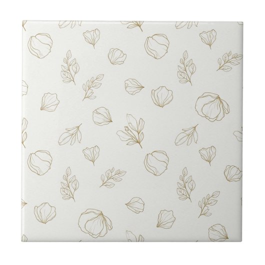 Carreau Minimal Botanical Line Art Pattern (3) (Devant)