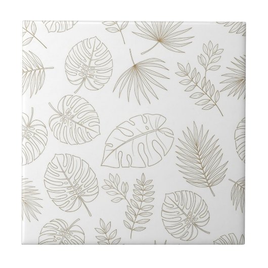Carreau Minimal Botanical Line Art Pattern (4) (Devant)