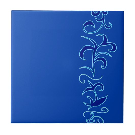 Carreau Minimalisme Art Abstrait dessin à main bleue (Devant)