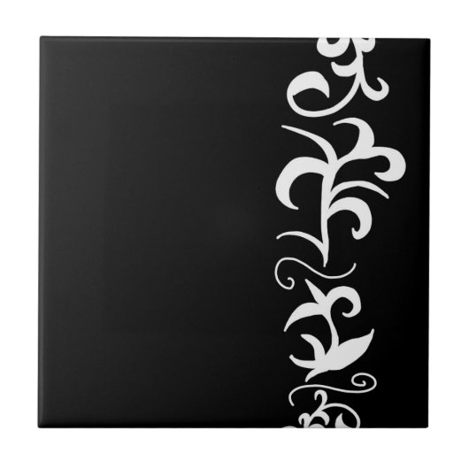 Carreau Minimalisme Art Abstrait noir blanc dessin à la ma (Devant)