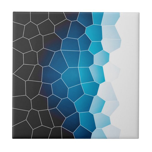 Carreau Minimalisme Art Abstrait Turquoise Blue White Cell (Devant)