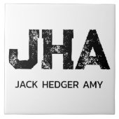 CARREAU MINIMALIST BLACK THREE LETTER MONOGRAM NAME WHITE (Devant)