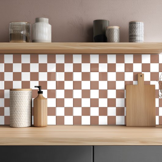 Carreau Minimaliste Brun Blanc Géométrique