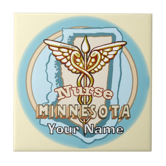 Carreau Minnesota Nurse Caduceus Tile (Devant)