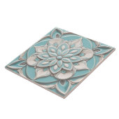 Carreau Mint Blue Faux Relief Élégante Fleur Florale (Côté)