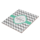 Carreau Mint Grey Chevron Motif & Quatrefoil marocain (Côté)