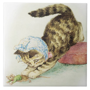 Carreau "Miss Moppet chasse une souris" de Beatrix Potter