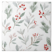Carreau Mistletoe and Holly Berries Pattern (Devant)