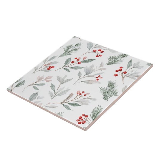 Carreau Mistletoe and Holly Berries Pattern (Côté)