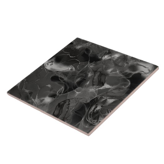 Carreau Misty Marble Abstract Pattern Dark B&W ID705a (Côté)