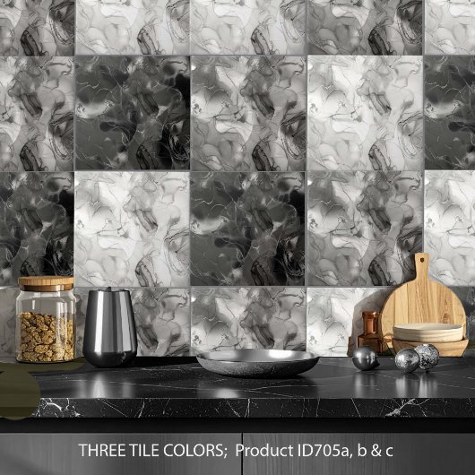 Carreau Misty Marble Abstract Pattern Dark B&W ID705a