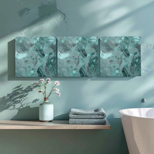 Carreau Misty Marble Abstract Pattern Dark Teal ID705a