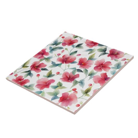 Carreau Misty Red Floral Pattern (Côté)