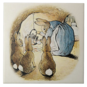 Carreau Mme Rabbit Pours Thé de Beatrix Potter