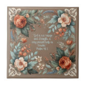 Carreau Mocha Floral Bible Verse personnalisable (Devant)