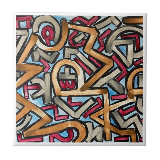 Carreau Mocha Red Gray Geometric (Devant)