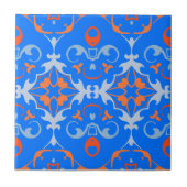 Carreau Modèle bleu méditerranéen Orange Damas (Devant)