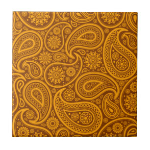 Carreau Modèle Brown et orange Vintage Paisley Damask