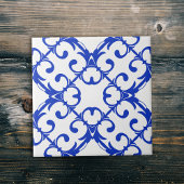 Carreau Modèle classique bleu et blanc Azulejo Damask