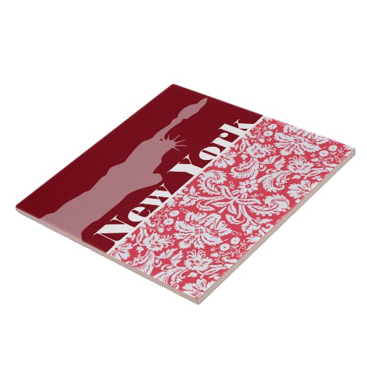 Carreau Modèle Damas rouge; New York; Statue de la Liberté (Côté)