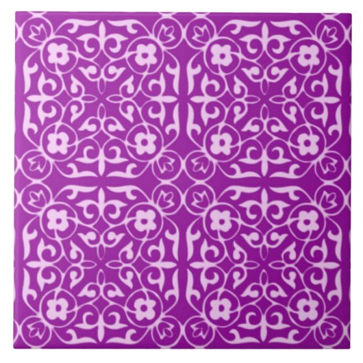 Carreau Modèle Damask médiéval, améthyste violet (Devant)