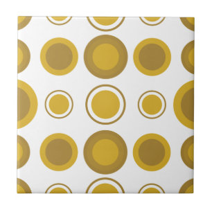 Carreau Modèle de cercles en or moutarde moderne du milieu