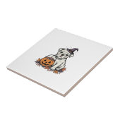 Carreau Modèle de citrouille de bouledogue d'Halloween gra (Côté)