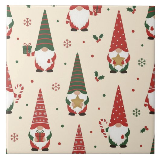Carreau Modèle de fête de gnome de Noël (Devant)