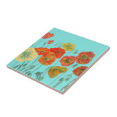 Carreau Modèle de fleur de pavot rouge orange à aquarelle (Côté)