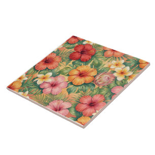 Carreau Modèle de fleurs décoratives hawaïennes aloha